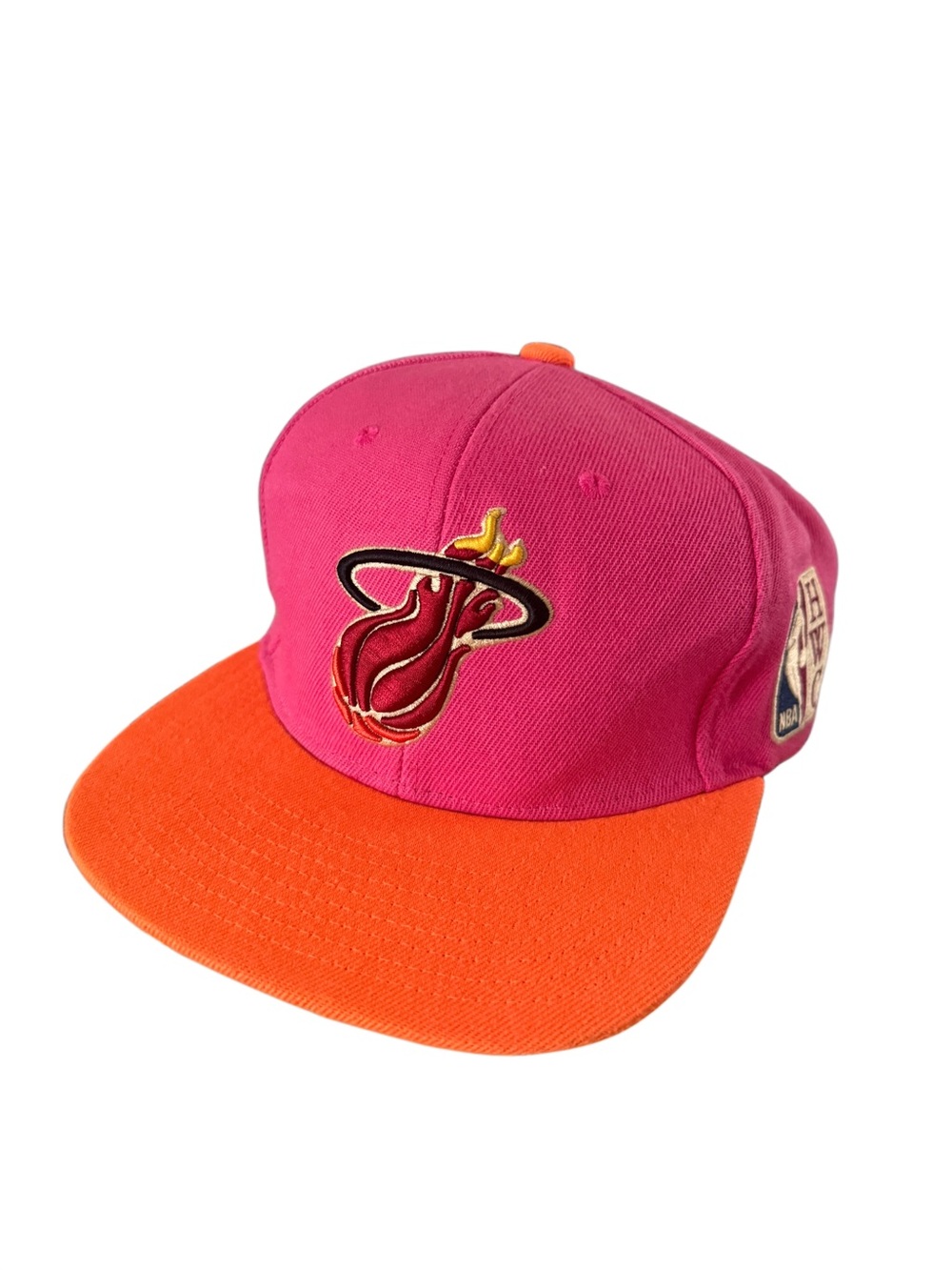 Champs Miami Heat NBA Unisex Flat Brim Trucker Cap - Orange & Pink US OS